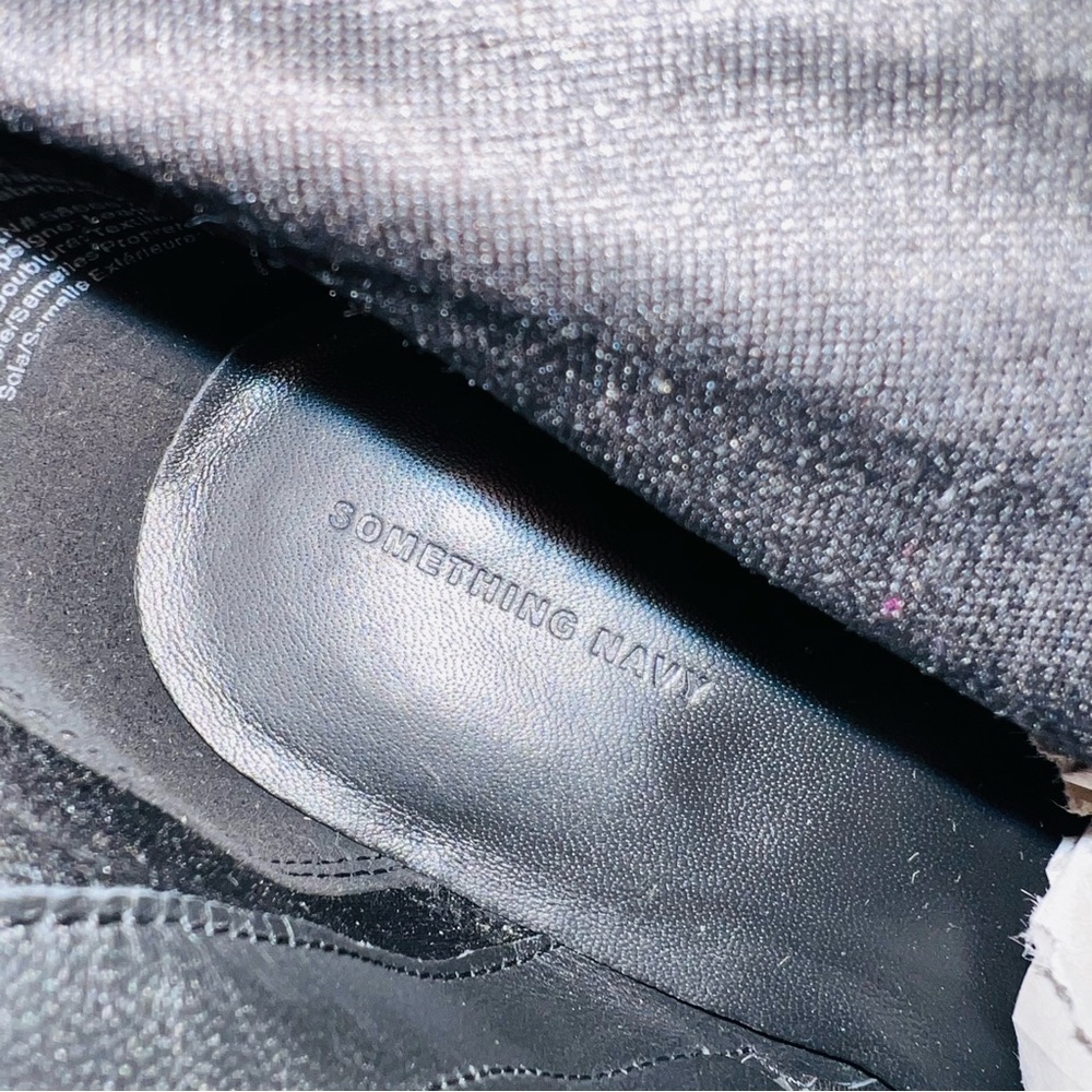 Something Navy Elisa Blue White Black‎ Color Block Snakeskin Leather Bootie Sz 7 - Picture 7 of 8